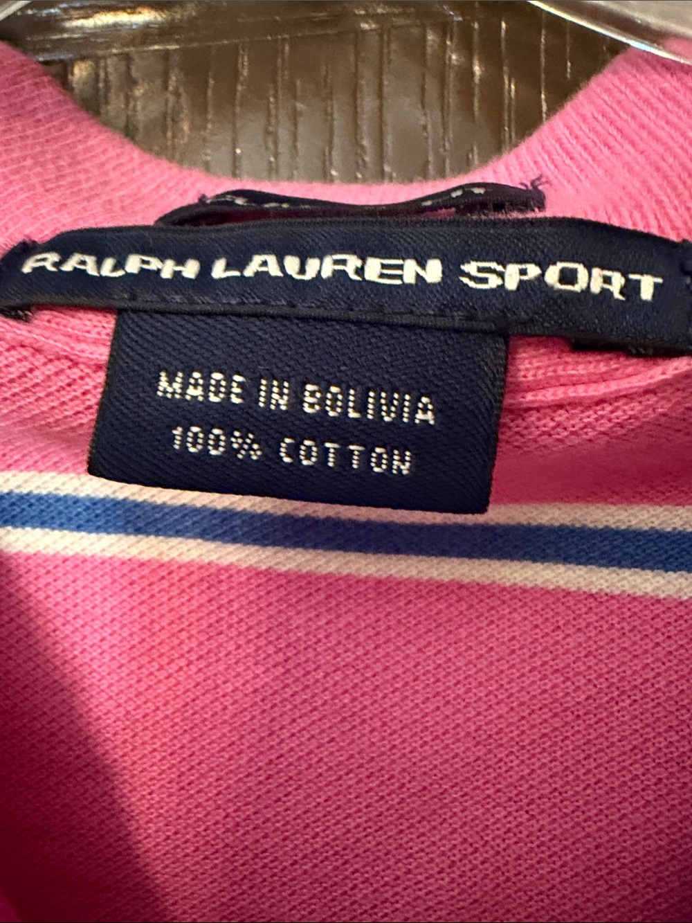 Ralph Lauren Pink, White & Navy Striped Polo - Picture 4 of 5